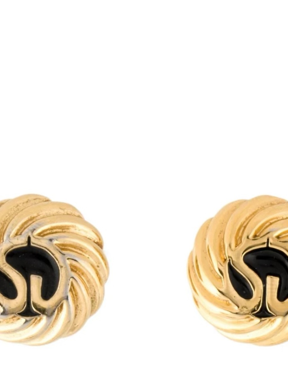 St. John Gold and Black Swirl Clip Earrings